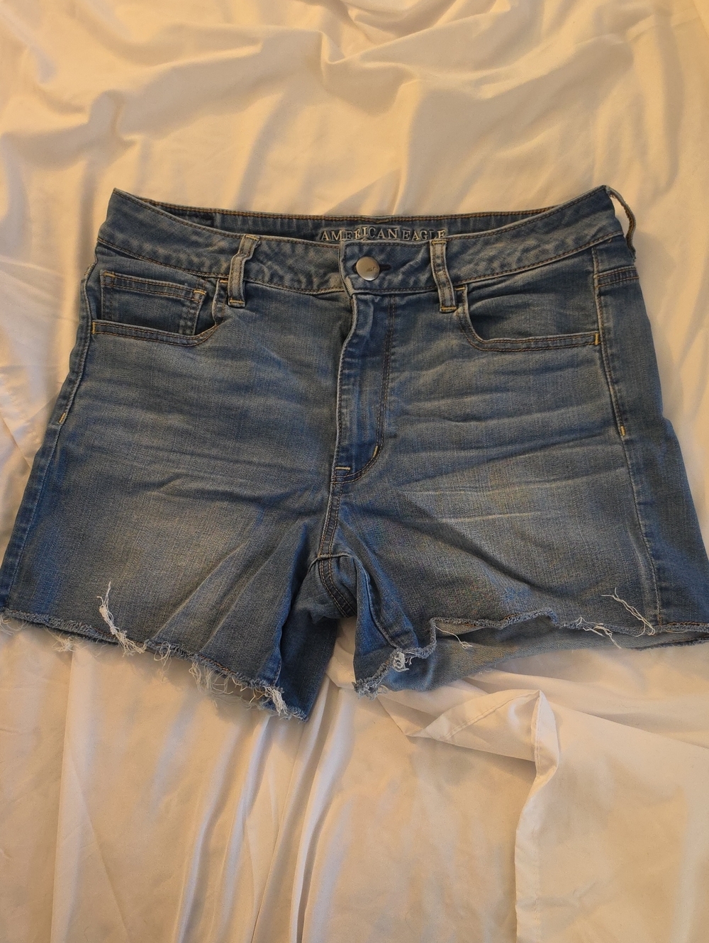 American Eagle Outfitters Hi Rise Denim Cutoff Shorts - Blue, Size 14